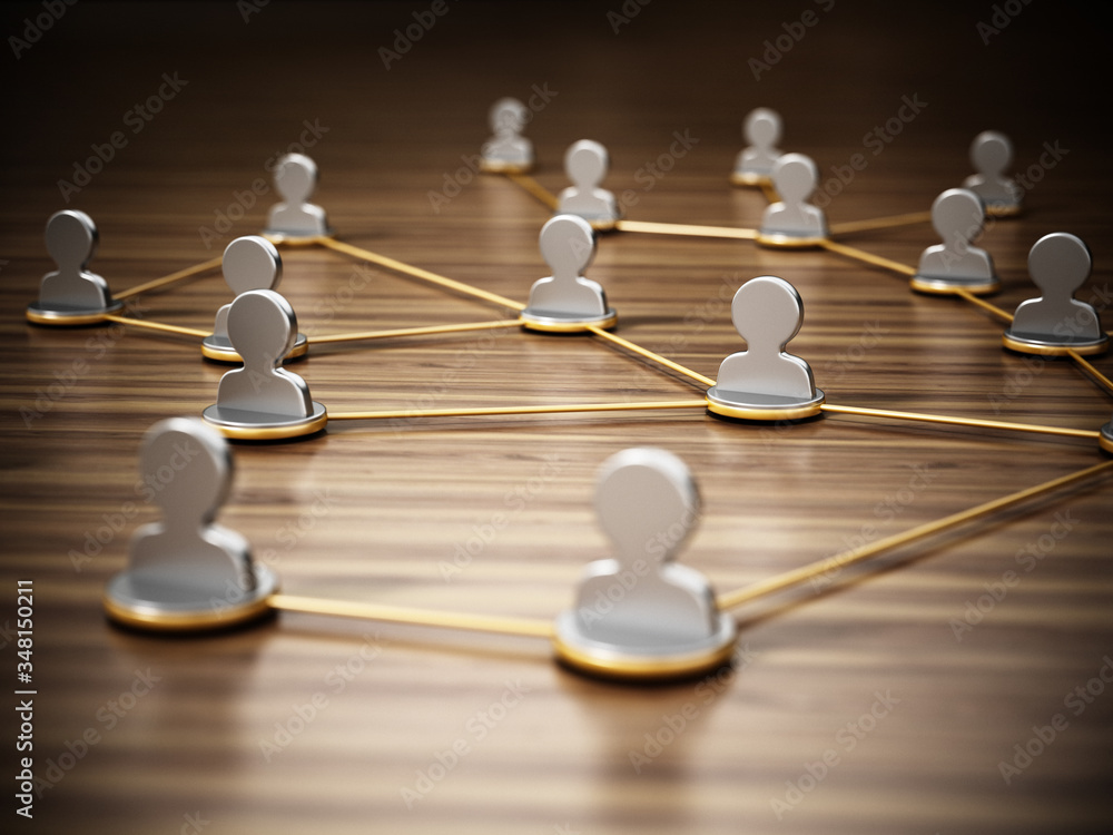 Obraz premium Lines connecting white 3D head symbols. Connectivity and network concept. 3D illustration