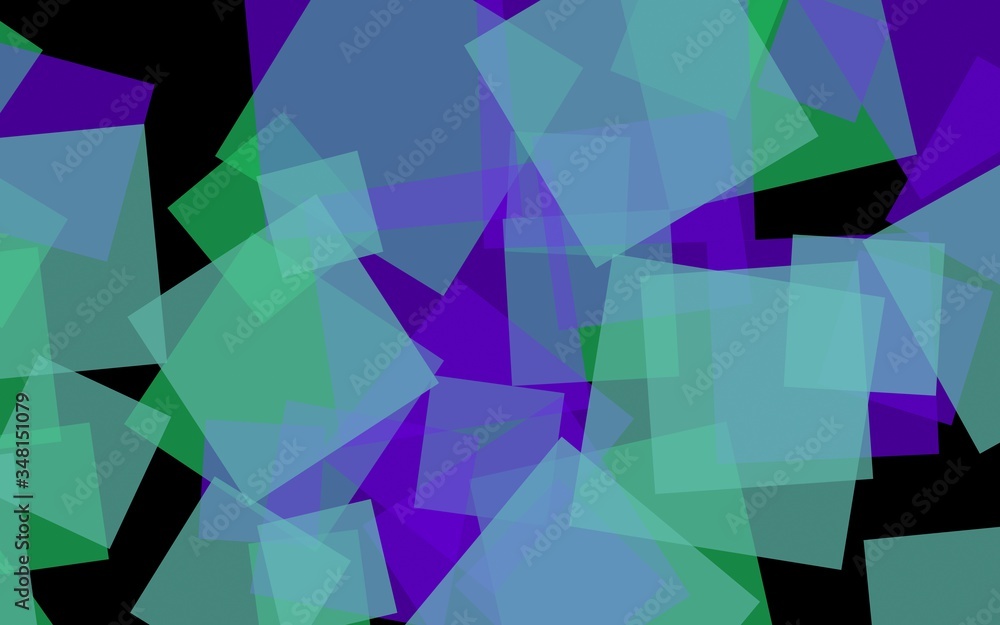 Fototapeta premium Multicolored translucent squares on dark background. 3D illustration