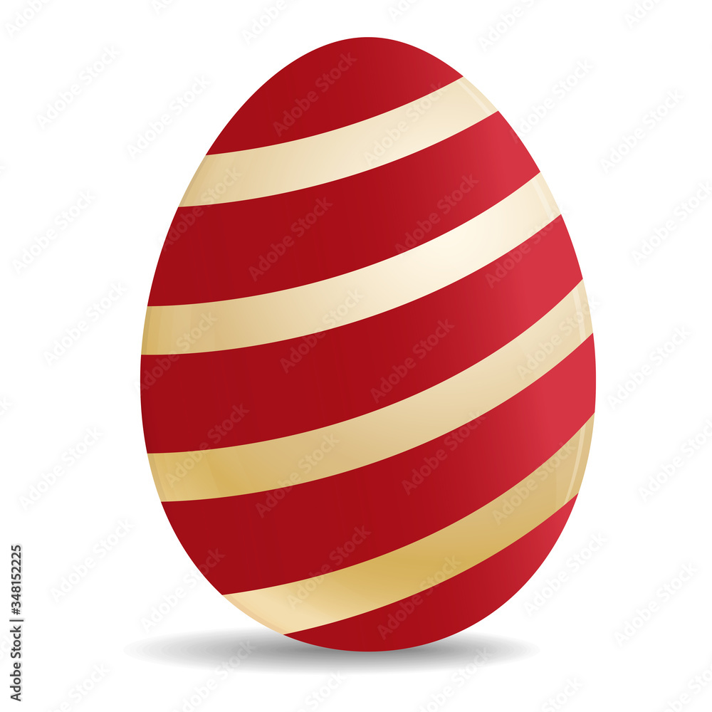 Easter Egg realistic gold with red strips icon isolated on white background. Vector illustration Easter Egg realistic gold with red strips icon isolated on white background. Vector illustration
