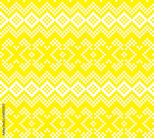 Yellow Christmas Fair Isle Seamless Pattern Background