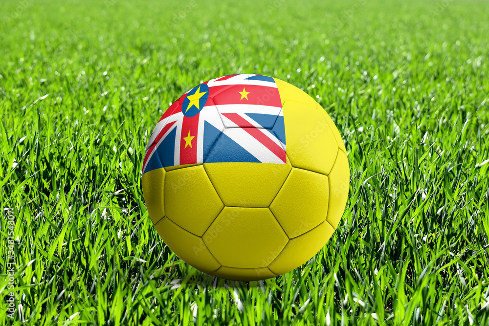 Fototapeta premium Niue Flag on Soccer Ball
