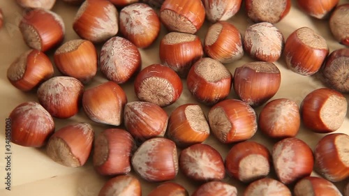 hazelnuts  rotating from above