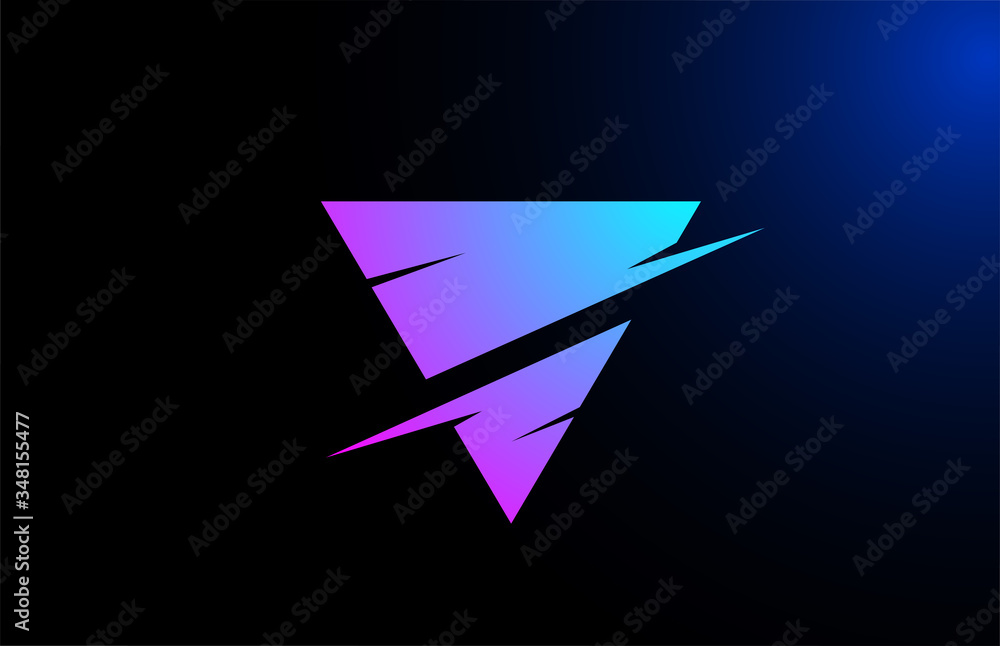 V pink blue alphabet letter logo icon for company and business with sliced design V pink blue alphabet letter logo icon for company and business with sliced design