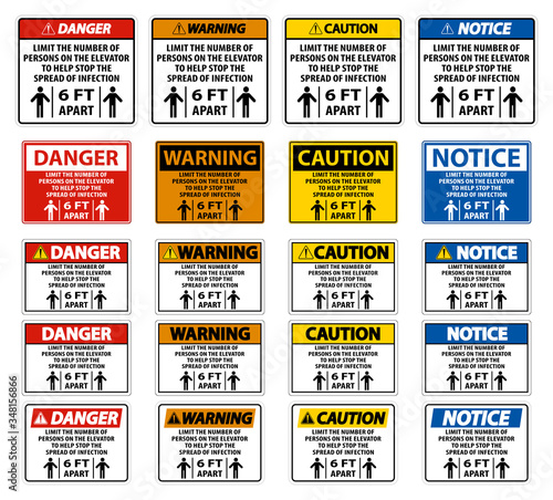 Set Elevator Physical Distancing Sign Isolate On White Background,Vector Illustration EPS.10