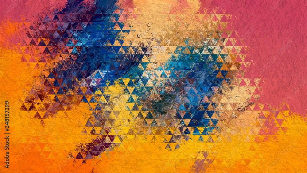 Fototapeta premium Abstract Colorful Geometrical Artwork,Abstract Graphical Art Background Texture,Modern Conceptual Art,Synthwave Aesthetic Poster Print,3D Rendering