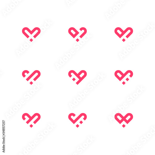 Love icons variation set - Isolated On White Background - Vector Illustration, Graphic Design Editable For Your Design. Modern Flat Icons. monogram logo
