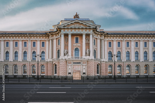 Saint Petersburg street, beautiful facades of historical buildings on Vasilievsky island © KseniaJoyg