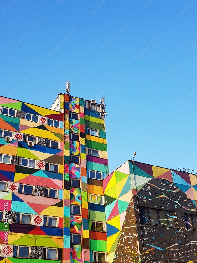 Colorful building with graffiti in Minsk