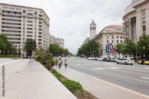 View looking south-eastwards along Pennsylvania Avenue NW towards the Capitol Dome in the distance, Penn Quarter, Washington DC