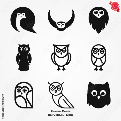 Owl icon. Vector images of owl on background.