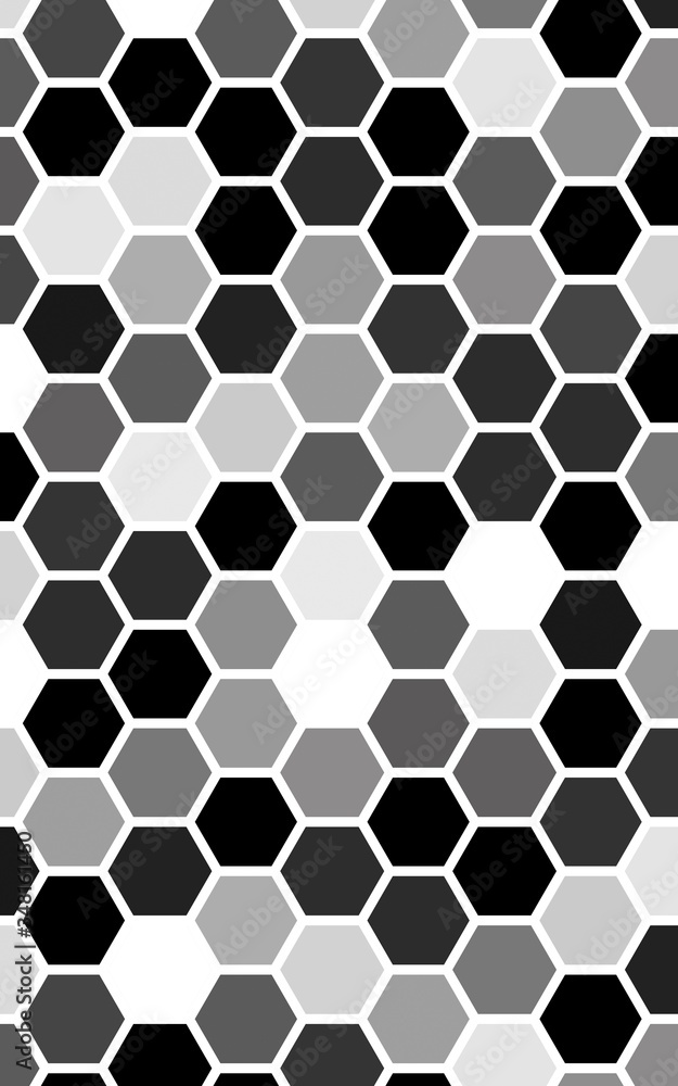 White honeycomb with a gradient color. Isometric geometry. 3D illustration White honeycomb with a gradient color. Isometric geometry. 3D illustration