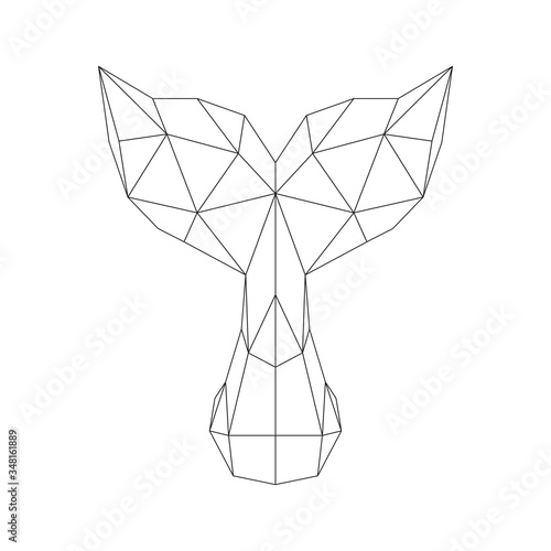 Vector image - origami. Tail of whale from colored paper. Abstract image consisting of geometric shapes.