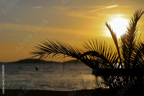 Beautiful sunset on the Adriatic Sea in Croatia