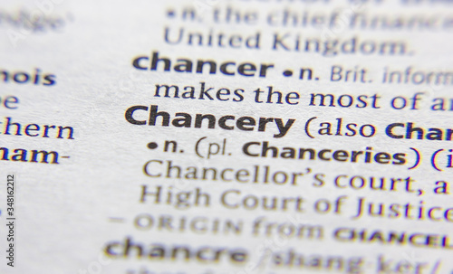 Fotografi Chancery word or phrase in a dictionary.