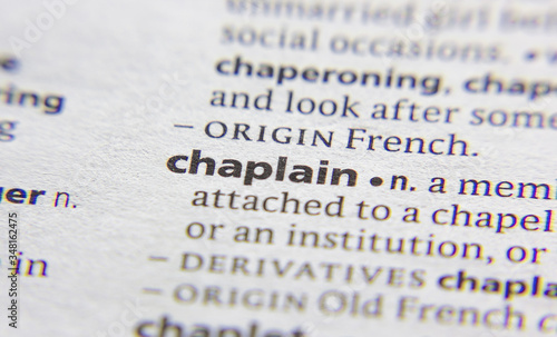 Chaplain word or phrase in a dictionary. photo