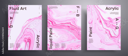 Abstract vector poster, texture collection of fluid art covers. Trendy background that applicable for design cover, invitation, presentation and etc. Pink and white universal trendy painting backdrop photo