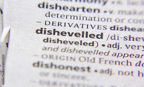 Dishevelled word or phrase in a dictionary.