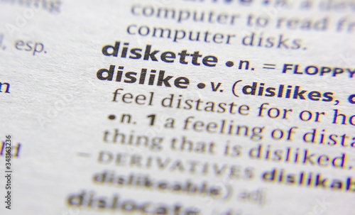 Dislike word or phrase in a dictionary.