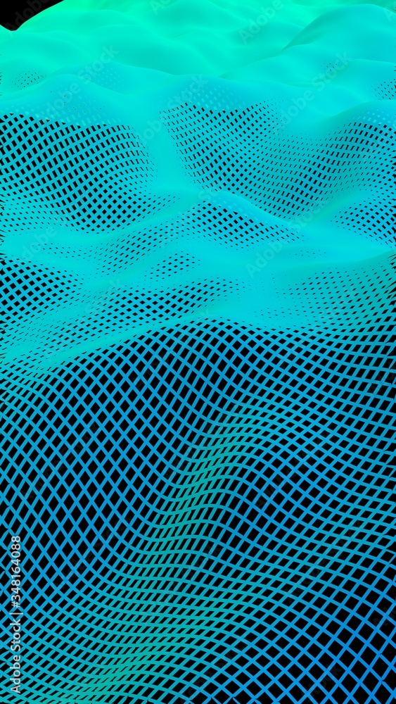 Abstract landscape on a dark background. Cyberspace grid. hi tech network. 3D illustration. Vertical orientation Abstract landscape on a dark background. Cyberspace grid. hi tech network. 3D illustration. Vertical orientation
