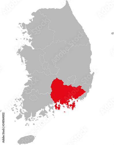 South gyeongsang province highlighted on South korea map. Business concepts and backgrounds.