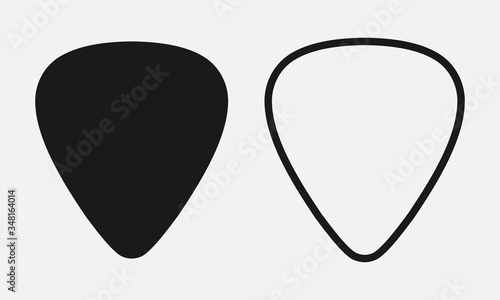 Fotografija Set of blank solid and line guitar picks vector icon isolated on white background
