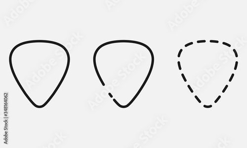Set of line guitar picks vector icon isolated on white background.
