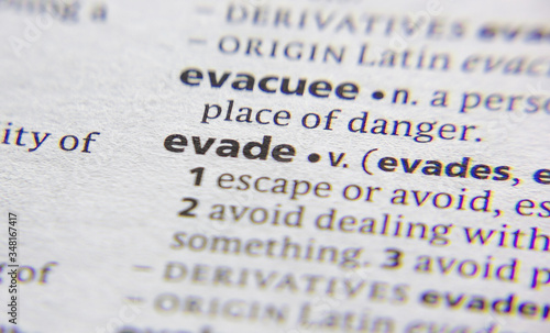 Evade word or phrase in a dictionary.