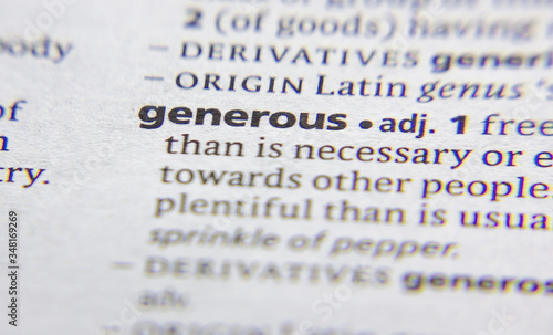 Generous word or phrase in a dictionary.