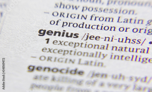Genius word or phrase in a dictionary.
