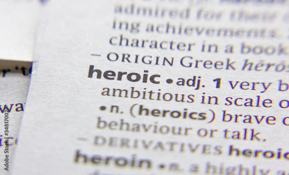 Heroic word or phrase in a dictionary. - obrazy, fototapety, plakaty 