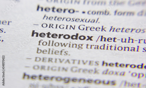 Heterodox word or phrase in a dictionary.