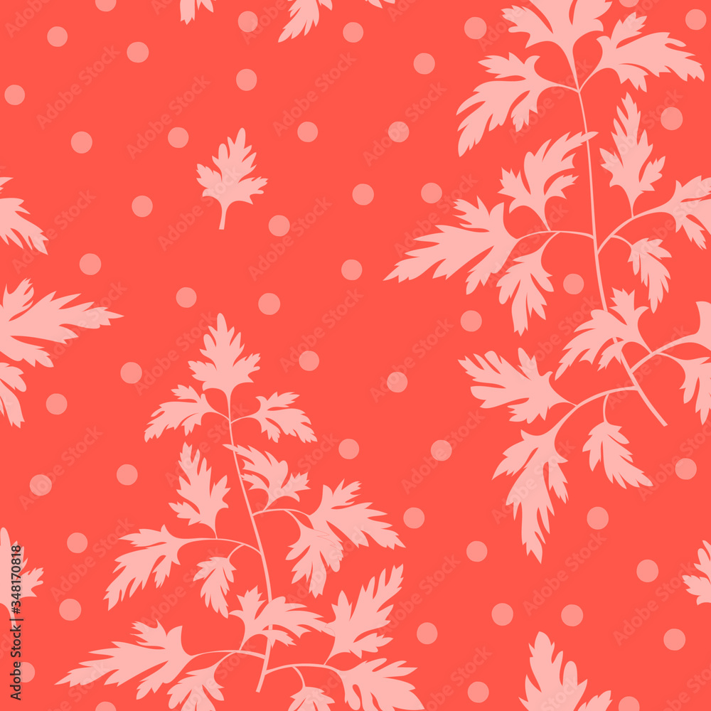 Seamless pattern with parsley. Background. Hand drawn sketch style. Ornament. Textile print.