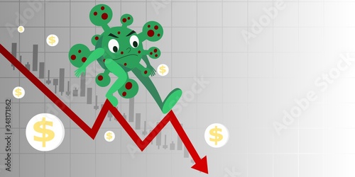 The corona virus also makes the economy worse. The dollar has continued to decline. Economic downturn graph.