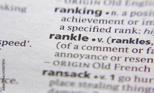 Rankle word or phrase in a dictionary.
