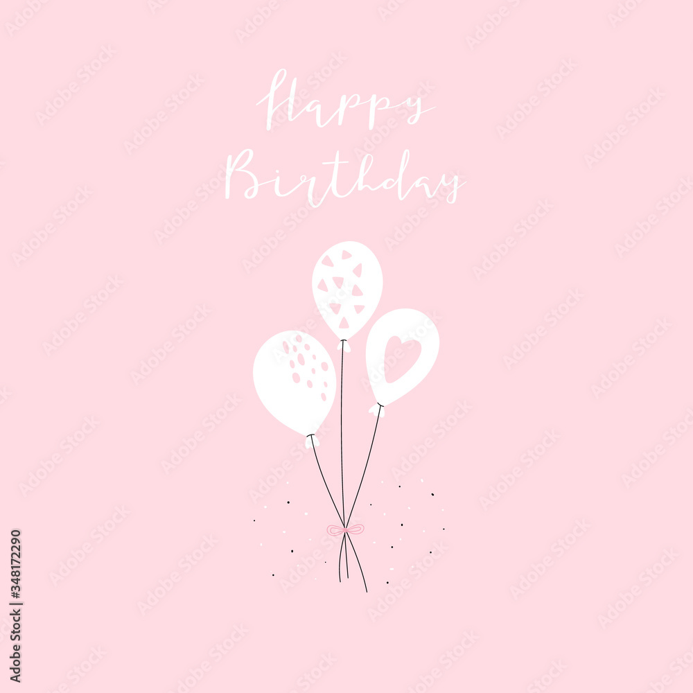 Birthday greeting card template with balloons