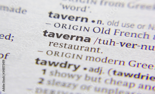 Taverna word or phrase in a dictionary.