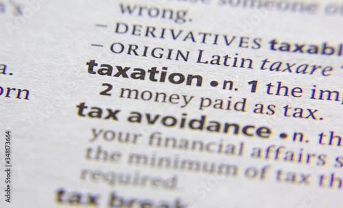 Taxation word or phrase in a dictionary.