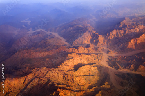 The Sinai Mountains of Egypt. View from the plane