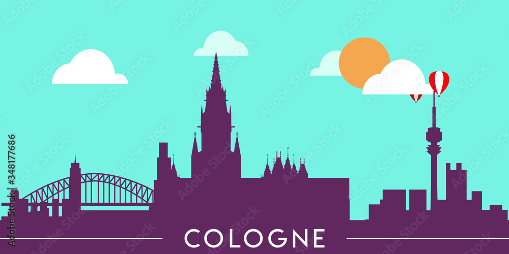 Cologne skyline silhouette flat design vector illustration