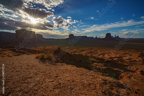 sunset at artists point in monument valley, usa