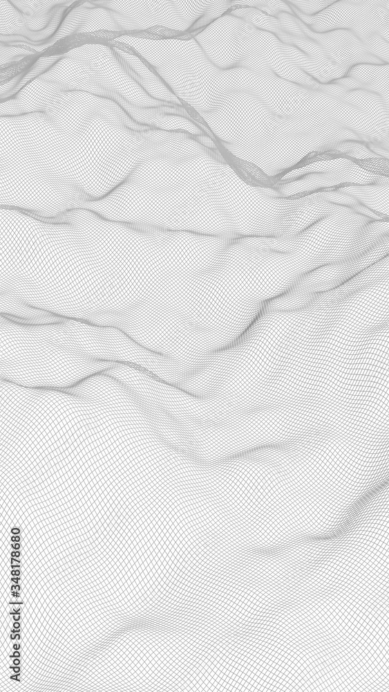 Abstract landscape on a white background. Cyberspace grid. hi tech network. 3d illustration Abstract landscape on a white background. Cyberspace grid. hi tech network. 3d illustration