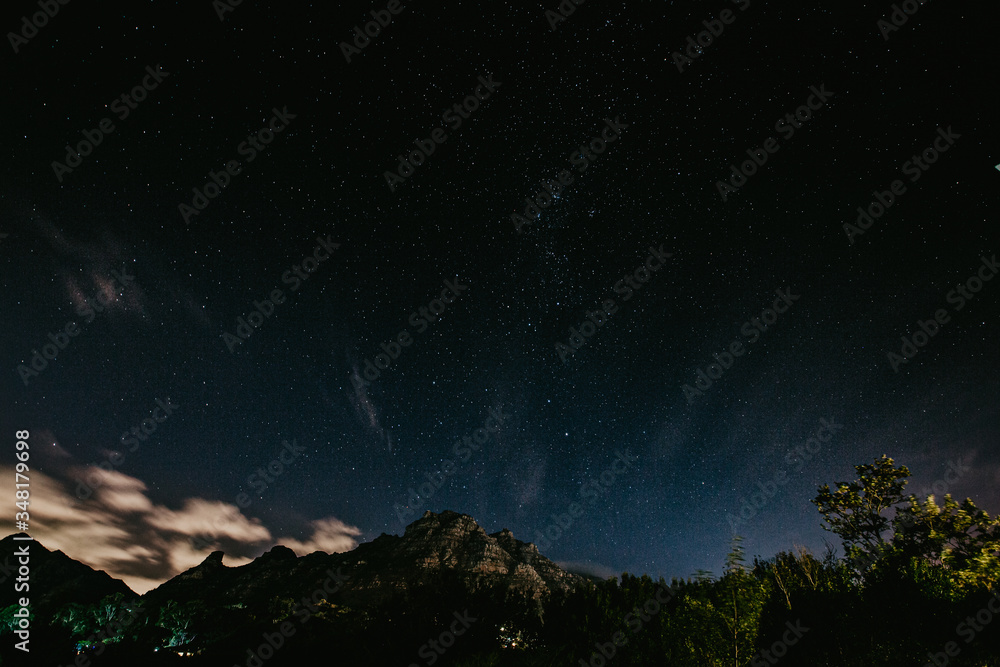 Stary night in Cape Town South Africa from behind Table mountain near Hout Bay. Stary night in Cape Town South Africa from behind Table mountain near Hout Bay.