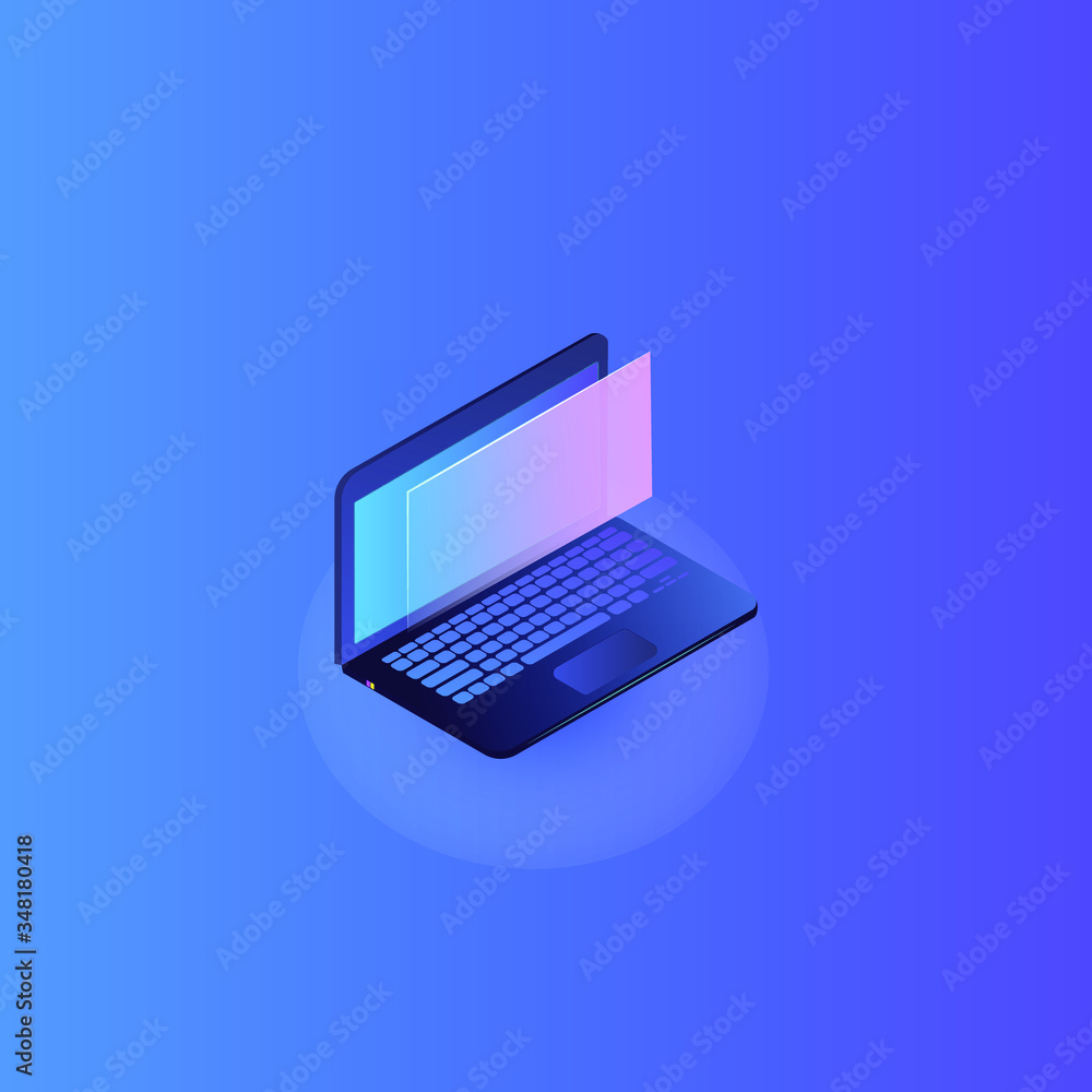 laptop computer icon on blue background laptop computer icon on blue background
