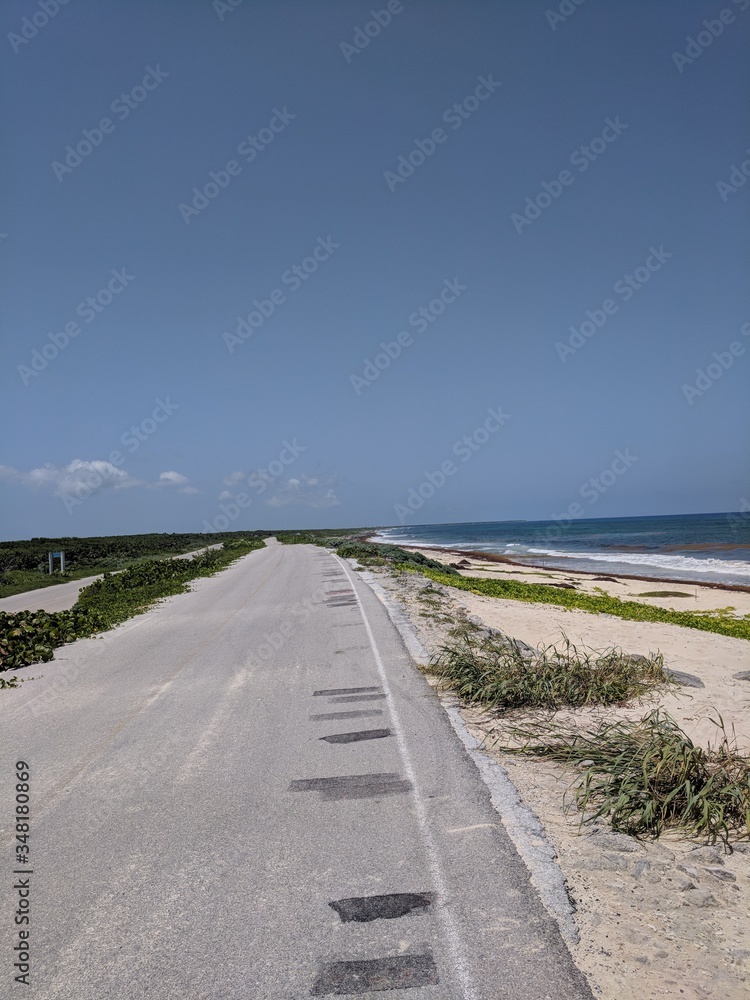 road in cozumel by the coast