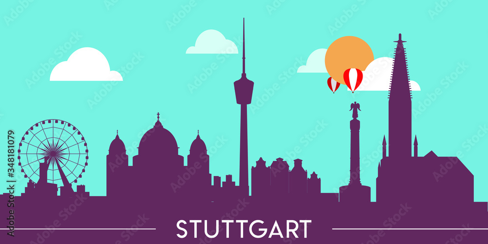 Stuttgart skyline silhouette flat design vector illustration