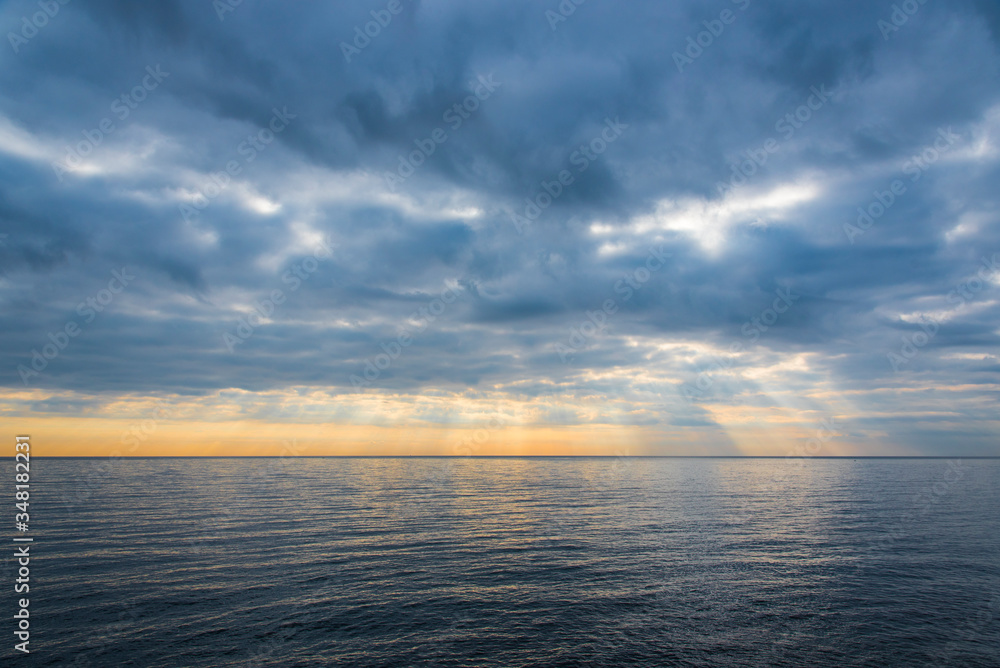 Scenes of dawn on the Mediterranean Sea