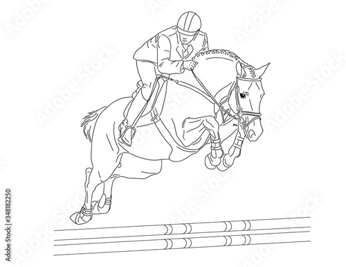Equestrian competitions, vector illustration of a rider on a horse