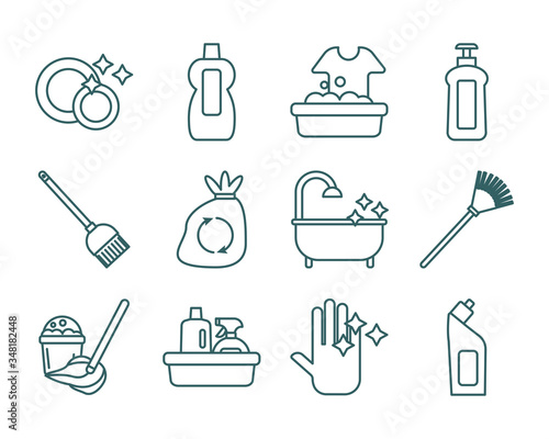 cleaning and desinfect set icons