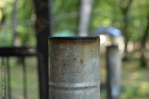 old metal chimney pipe in a samovar