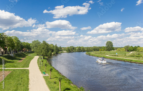 Bicycle path along the river Ems in Haren, Germany